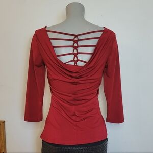 VENUS Red Long Sleeve Scoop Neck Top